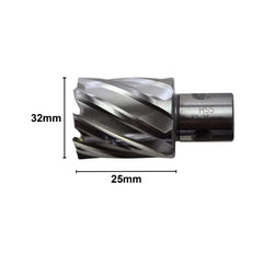 Twin Eagle Imports Annular Cutter 32 x 25mm D.O.C HSS Weldon Shank Annular Cutter