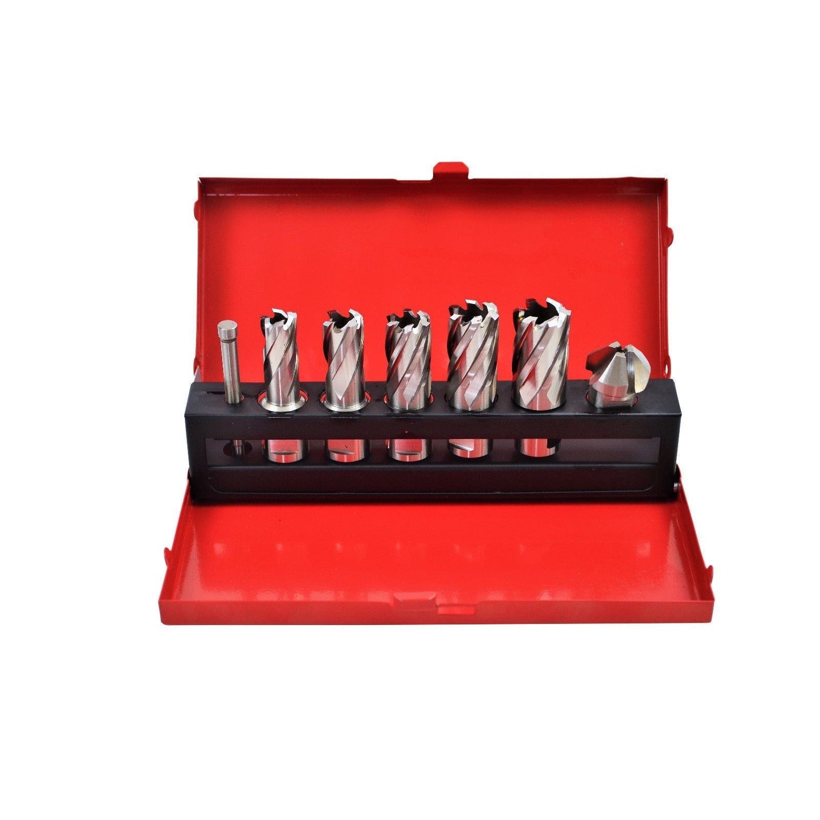 Twin Eagle Imports Annular Cutter Kit 7 PC Weldon Shank HSS Annular Cutter Set with Countersink