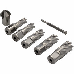 Twin Eagle Imports Annular Cutter Kit 7 PC Weldon Shank HSS Annular Cutter Set with Countersink