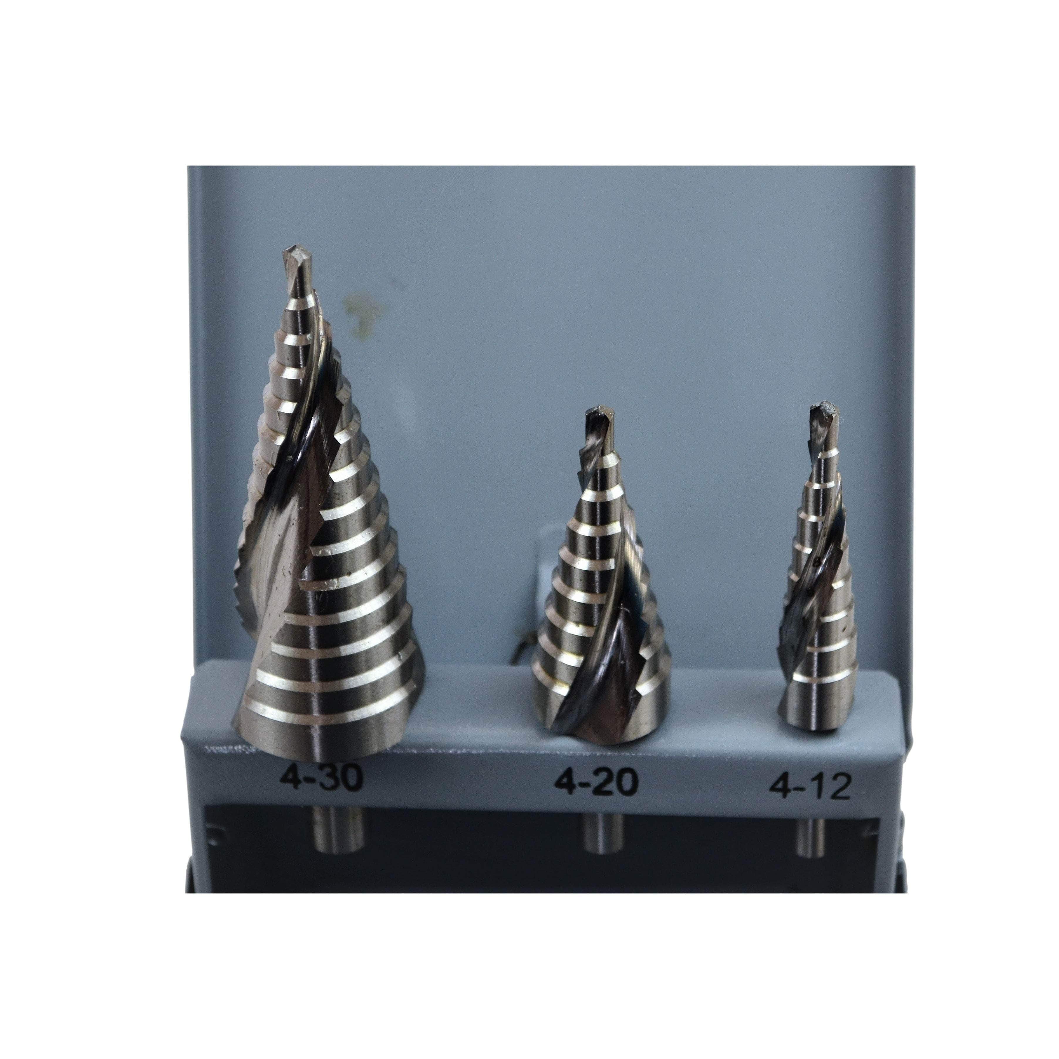 Twin Eagle Imports Drill Bits 3 Piece Spiral Flute Step Drill Set