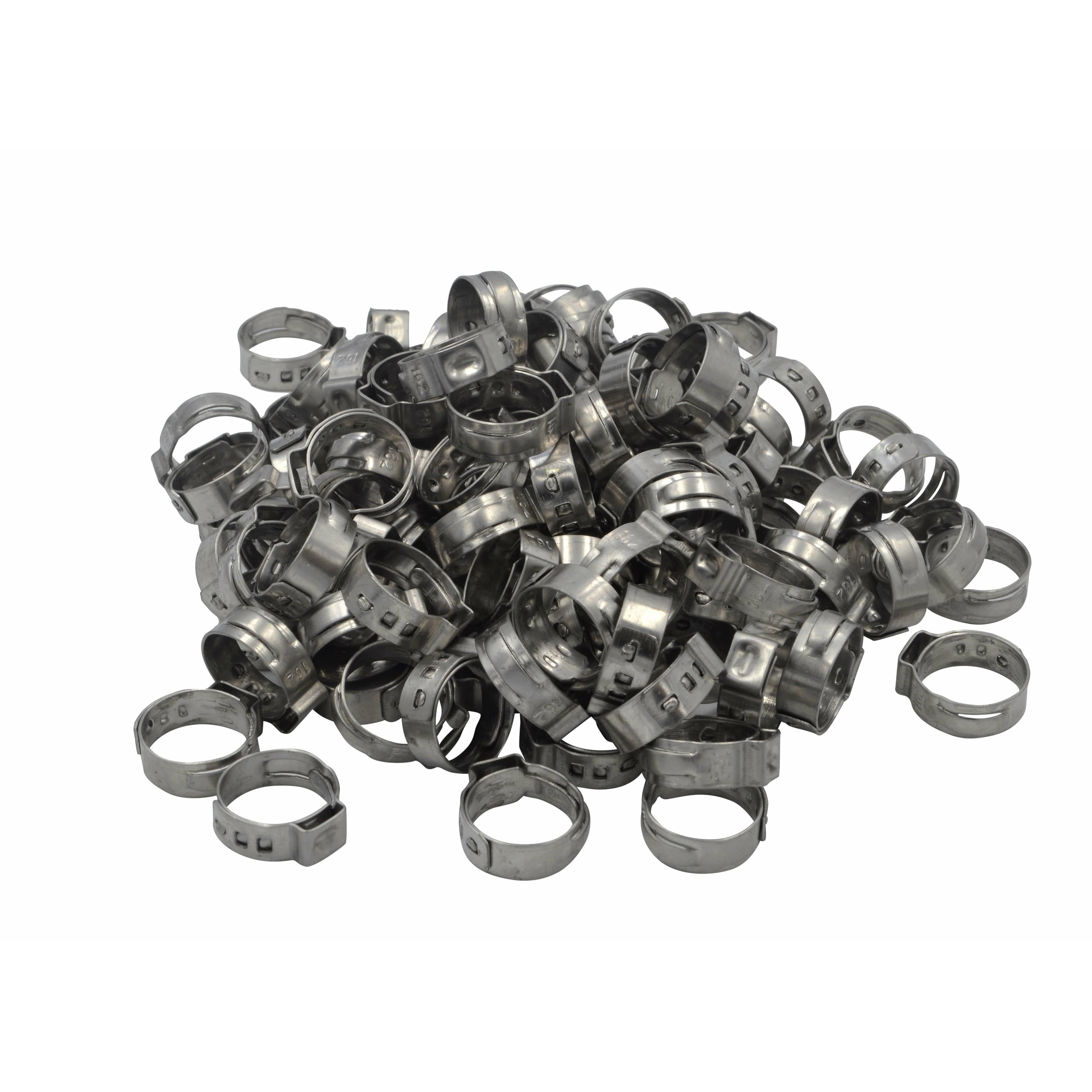 Twin Eagle Imports Grab Kits 100 Piece 304 Stainless Steel 13.5-16.2mm Ear Hose Clamp