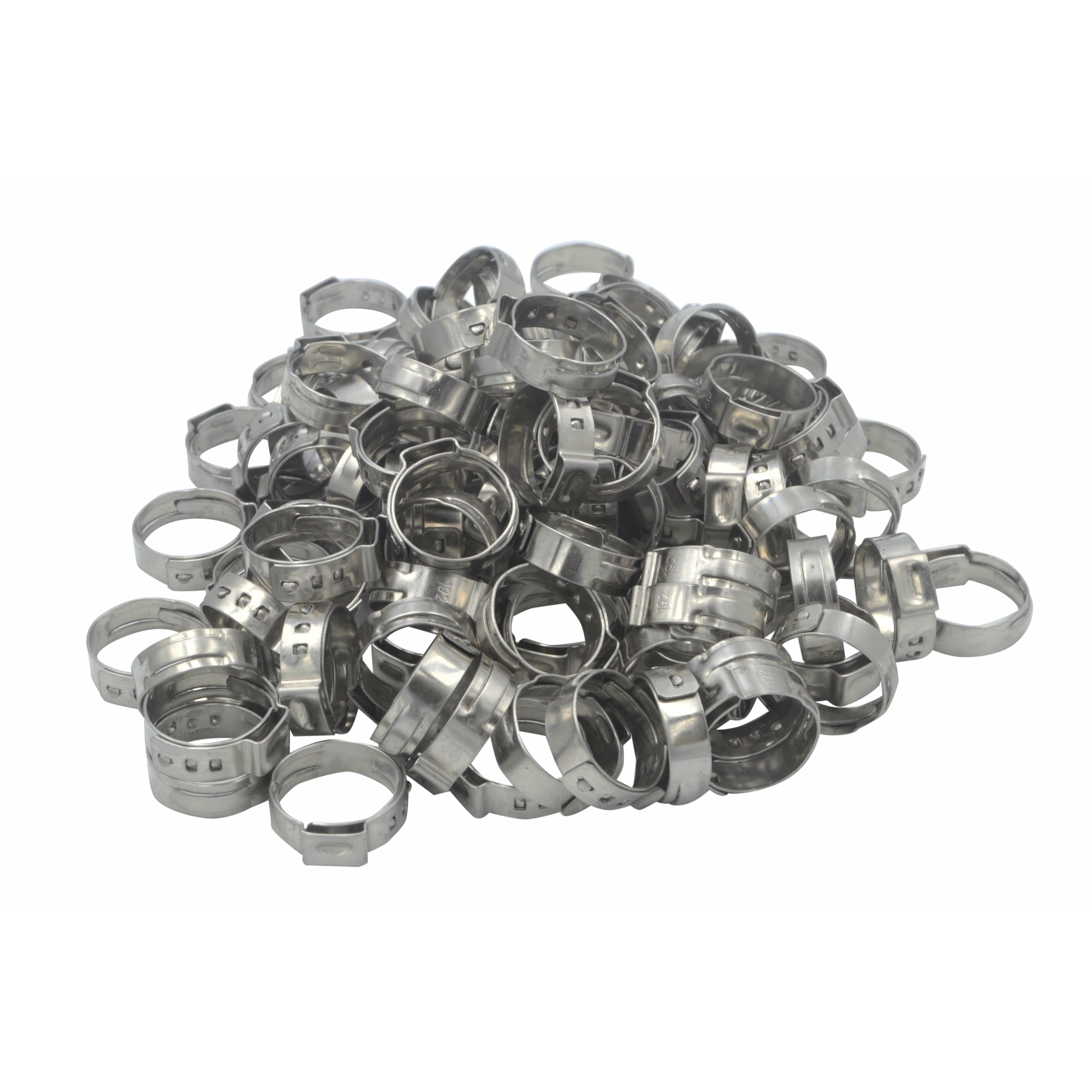 Twin Eagle Imports Grab Kits 100 Piece 304 Stainless Steel 16-19.2mm Ear Hose Clamp