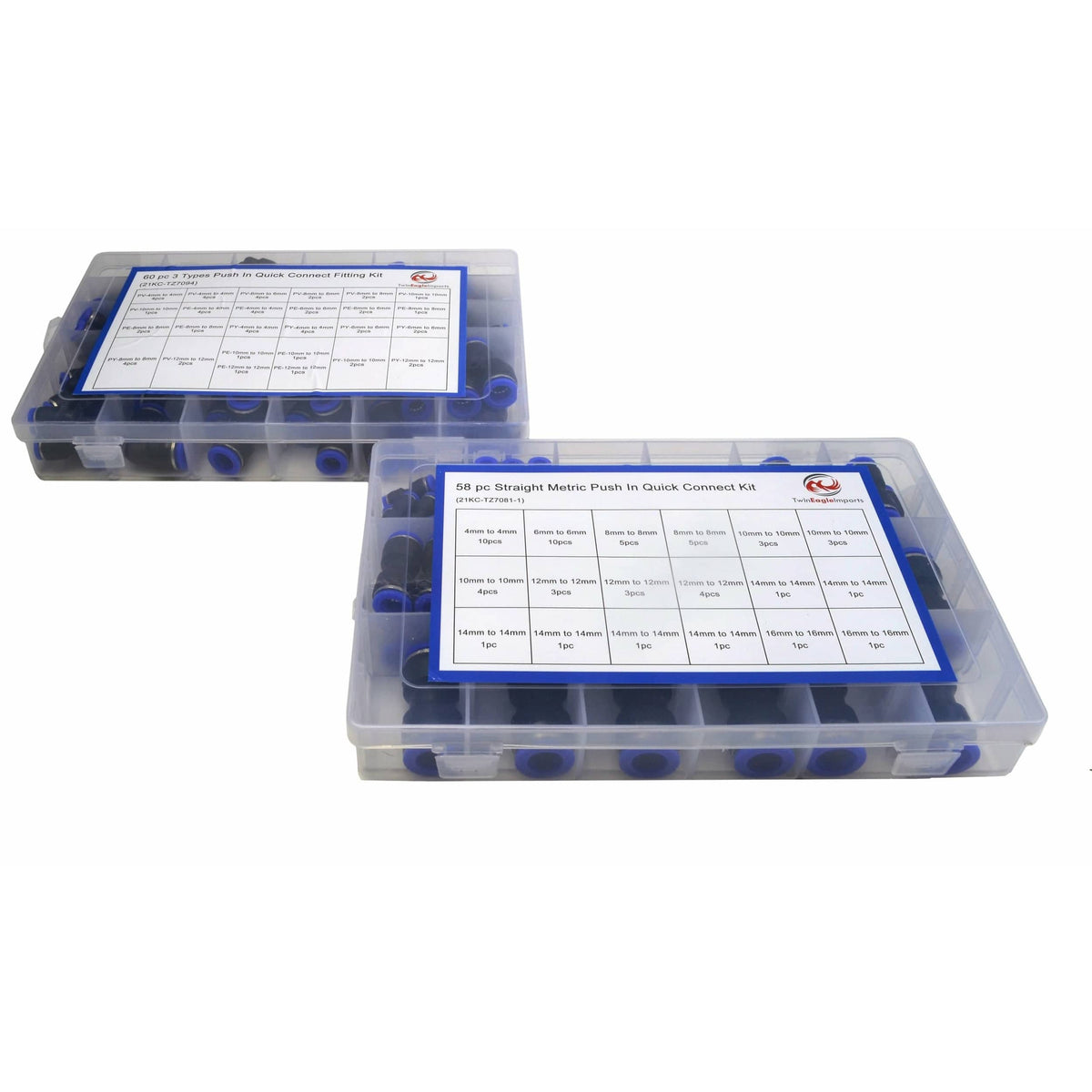 Twin Eagle Imports Grab Kits 118pc Pneumatic Push in Air Line Hose Joiner Grab Kits Assortmentt