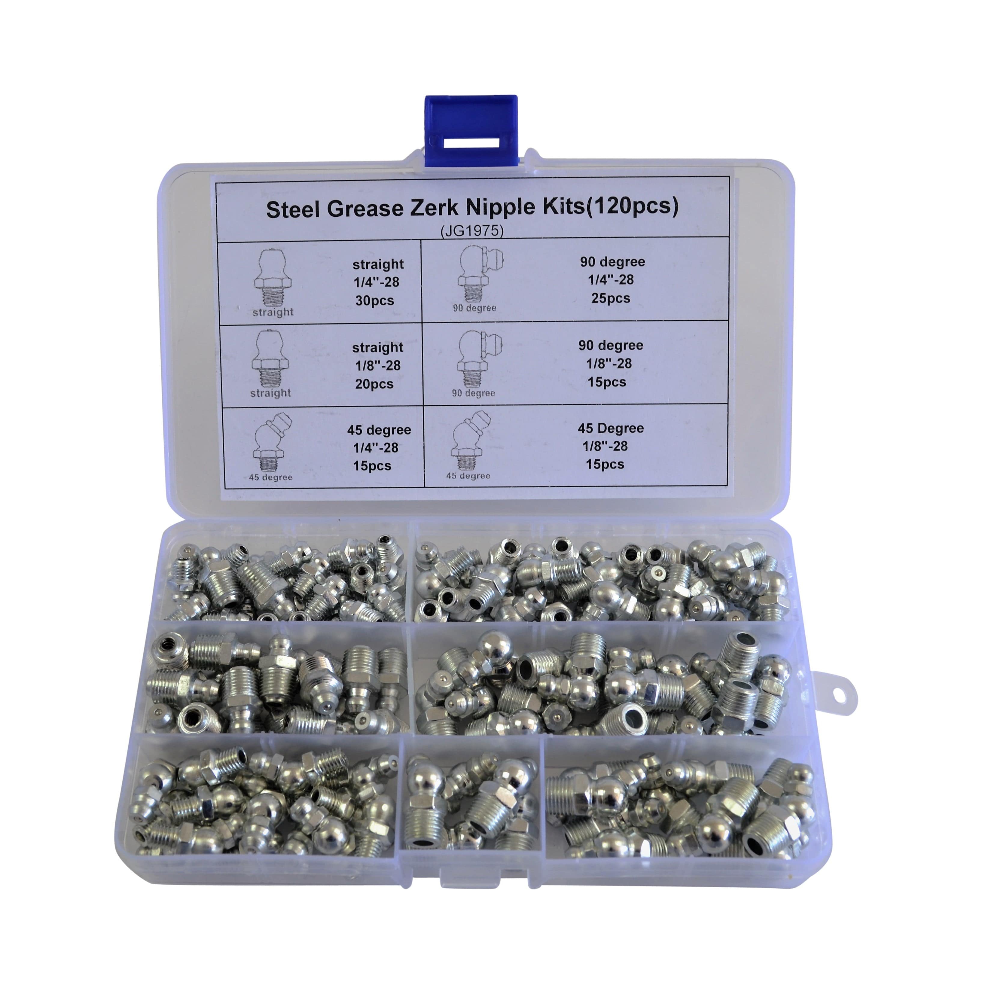 Twin Eagle Imports Grab Kits 120pc Imperial Steel Grease Nipples Grab Kit