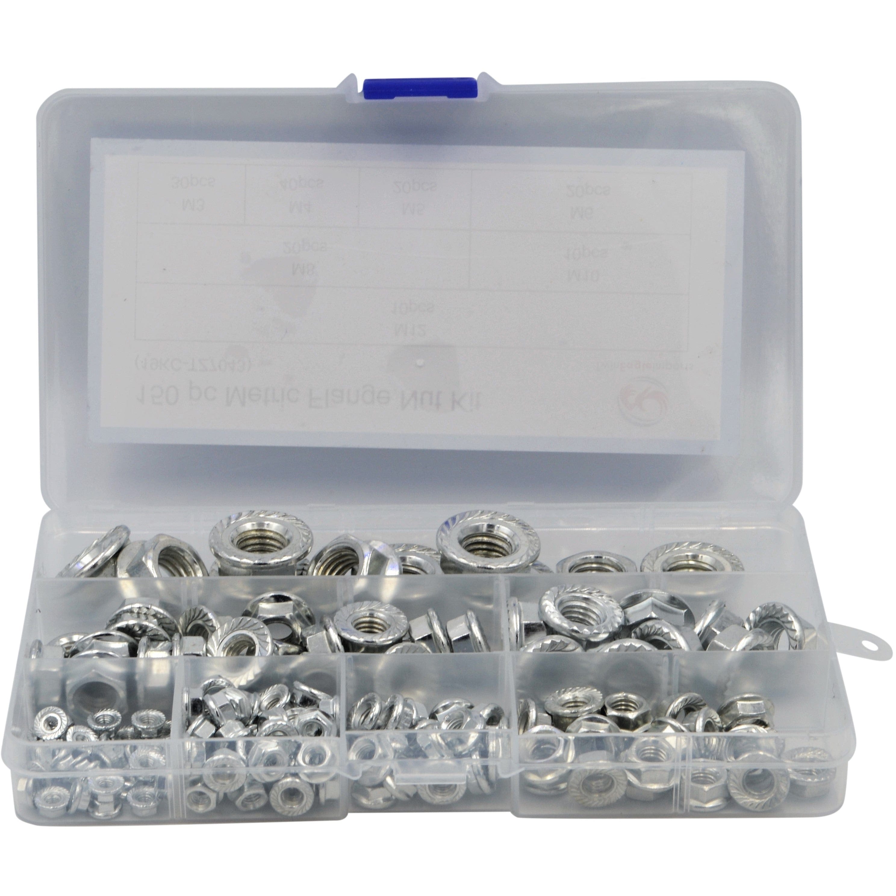 Twin Eagle Imports Grab Kits 150pc Steel Metric Flange Nuts Grab Kit Assortment