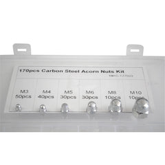 Twin Eagle Imports Grab Kits 170pc Metric Acorn Nut Carbon Steel Grab Kit Assortment