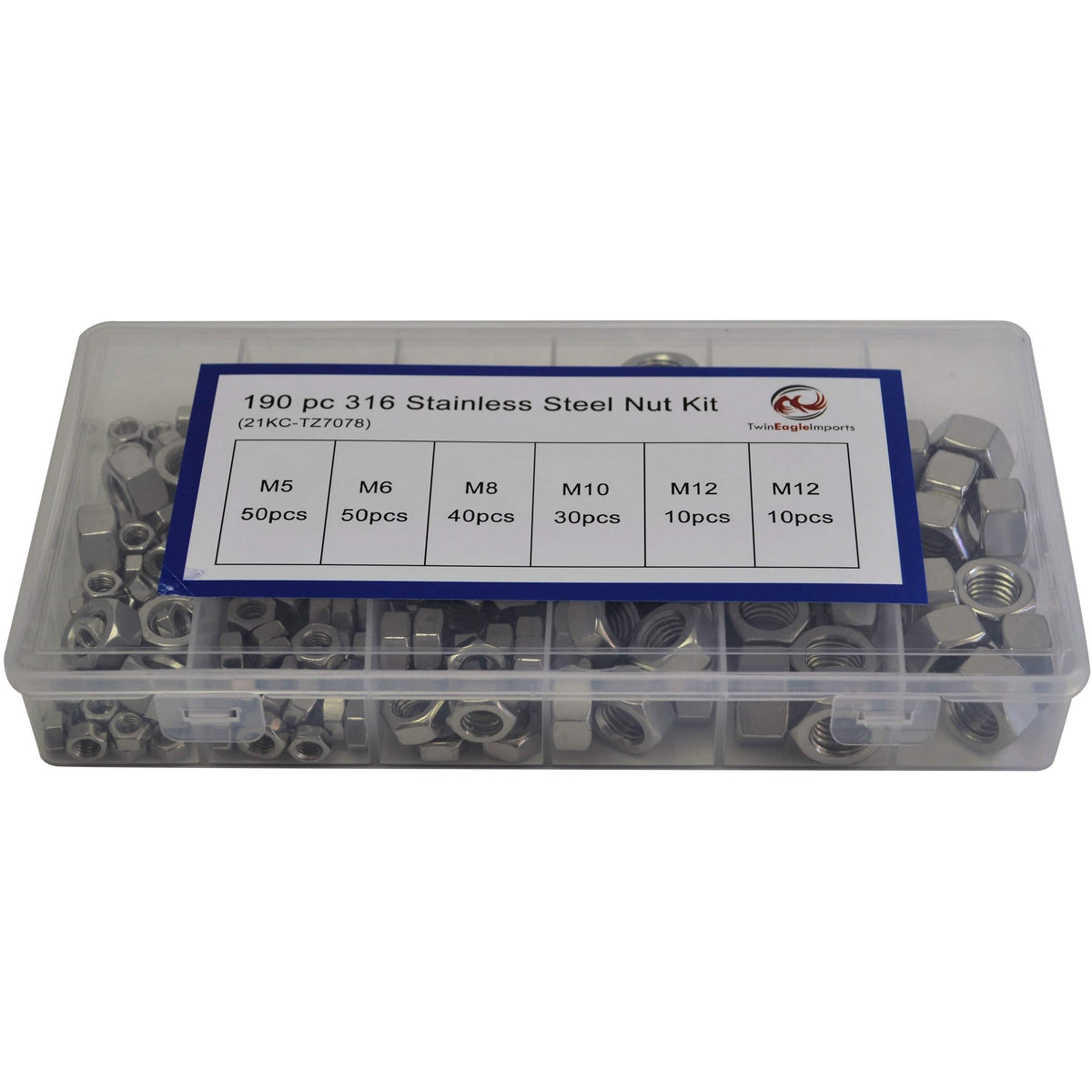 Twin Eagle Imports Grab Kits 190pc Stainless Steel Nut Assortment
