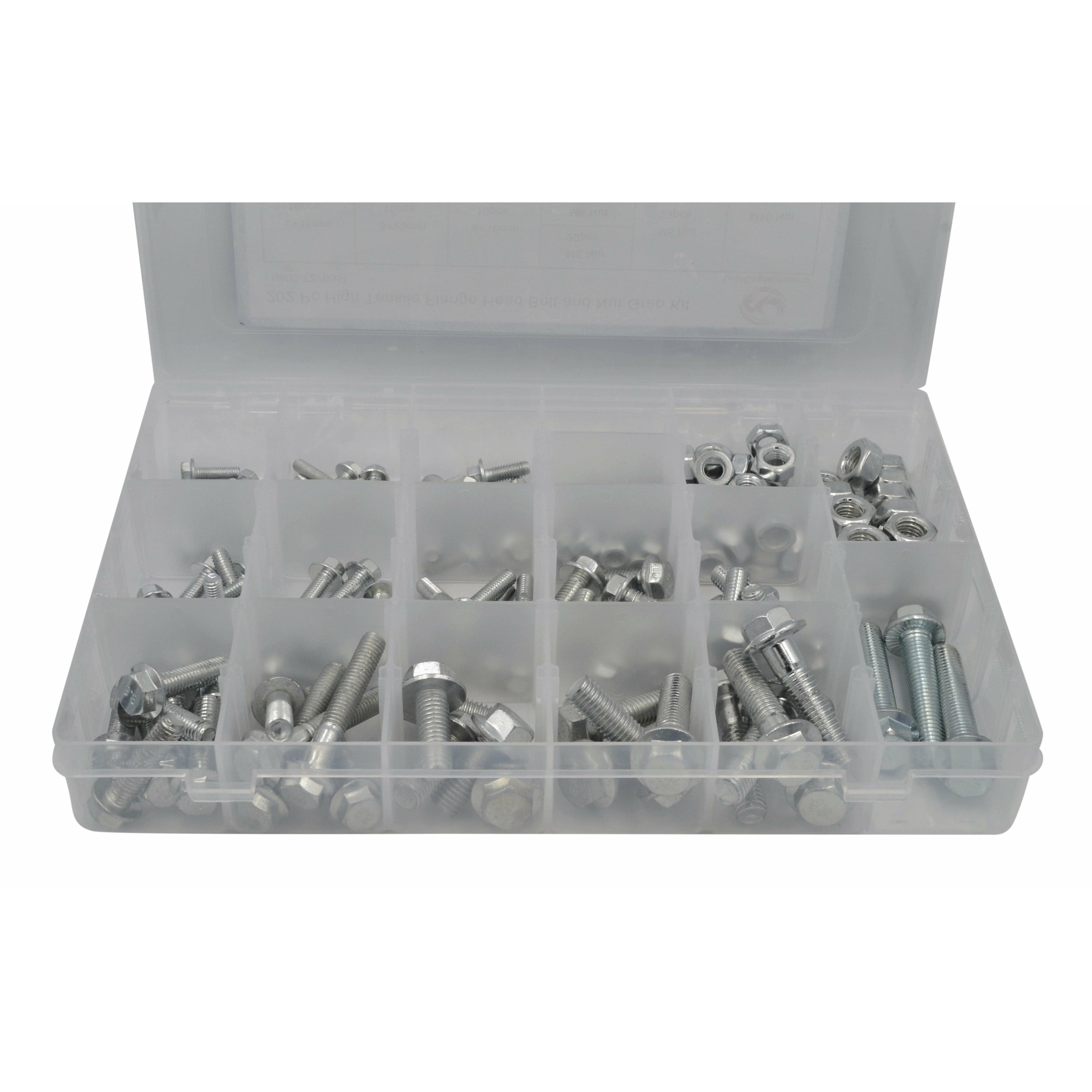 Twin Eagle Imports Grab Kits 202pc High Tensile Metric Flange Head Bolt and Nut Grab Kit