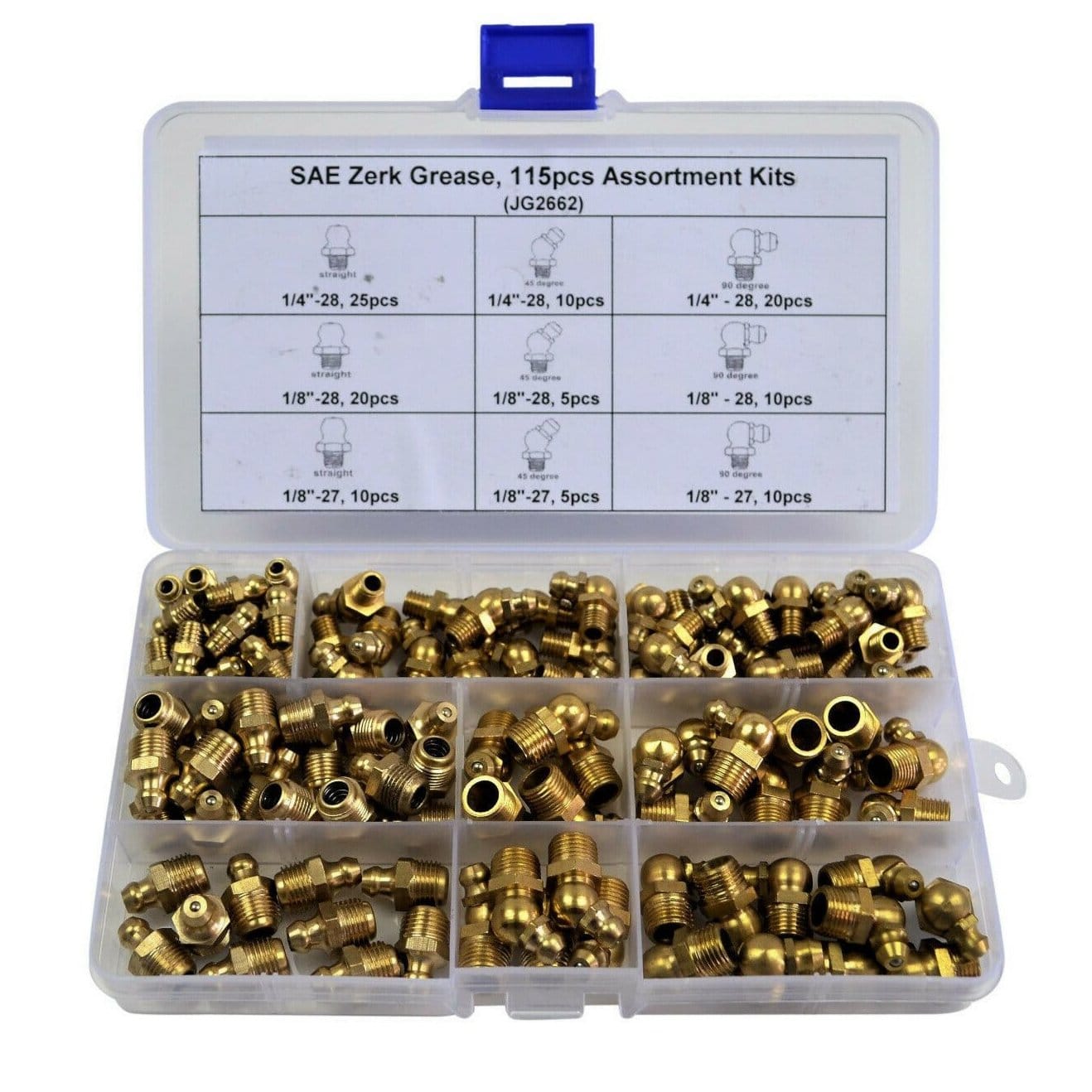 Twin Eagle Imports Grab Kits 250 Piece Metric Imperial Brass Grease Nipple Combo Grab Kit Assortment