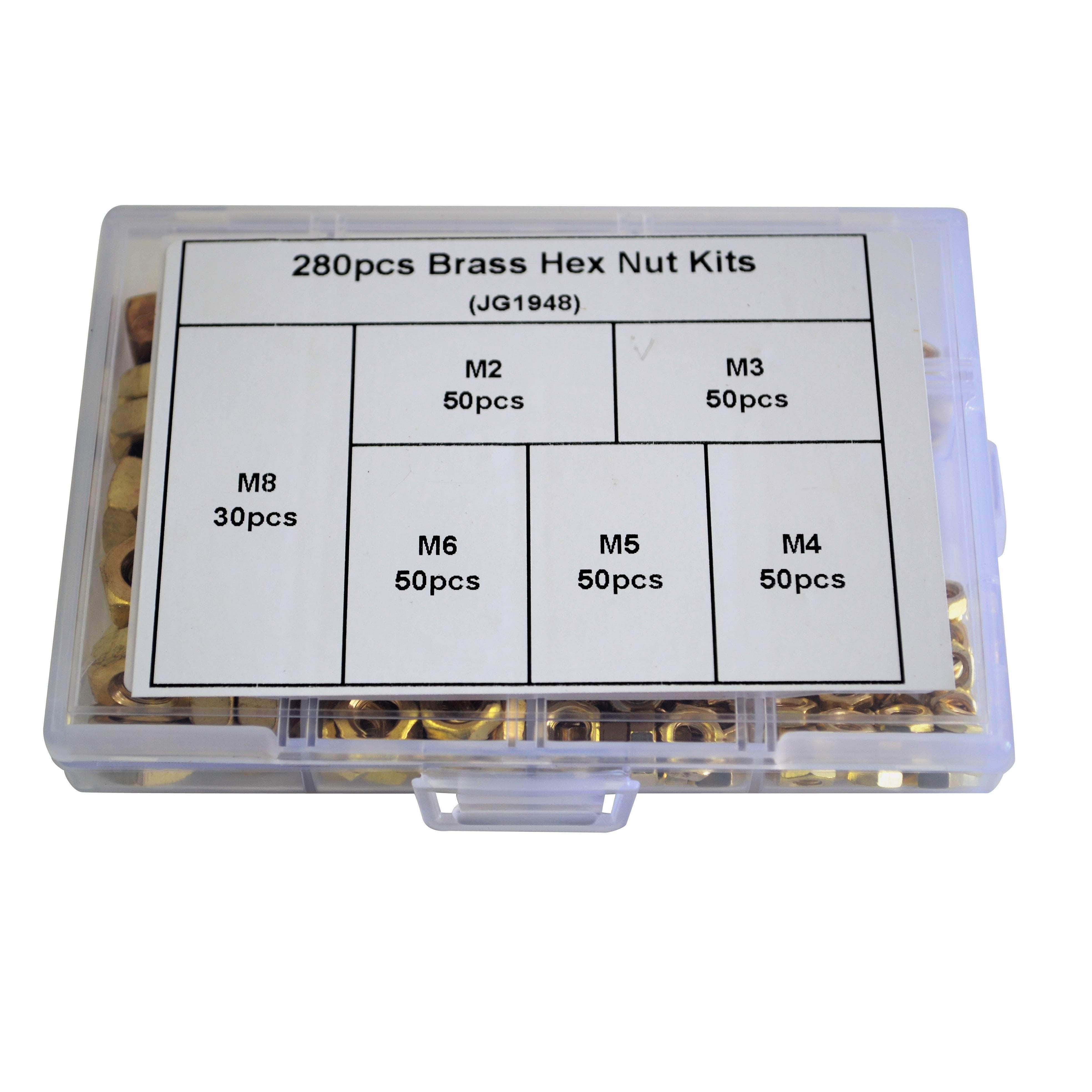 Twin Eagle Imports Grab Kits 280pc Hex Metric Brass Nuts Grab Kit Assortment