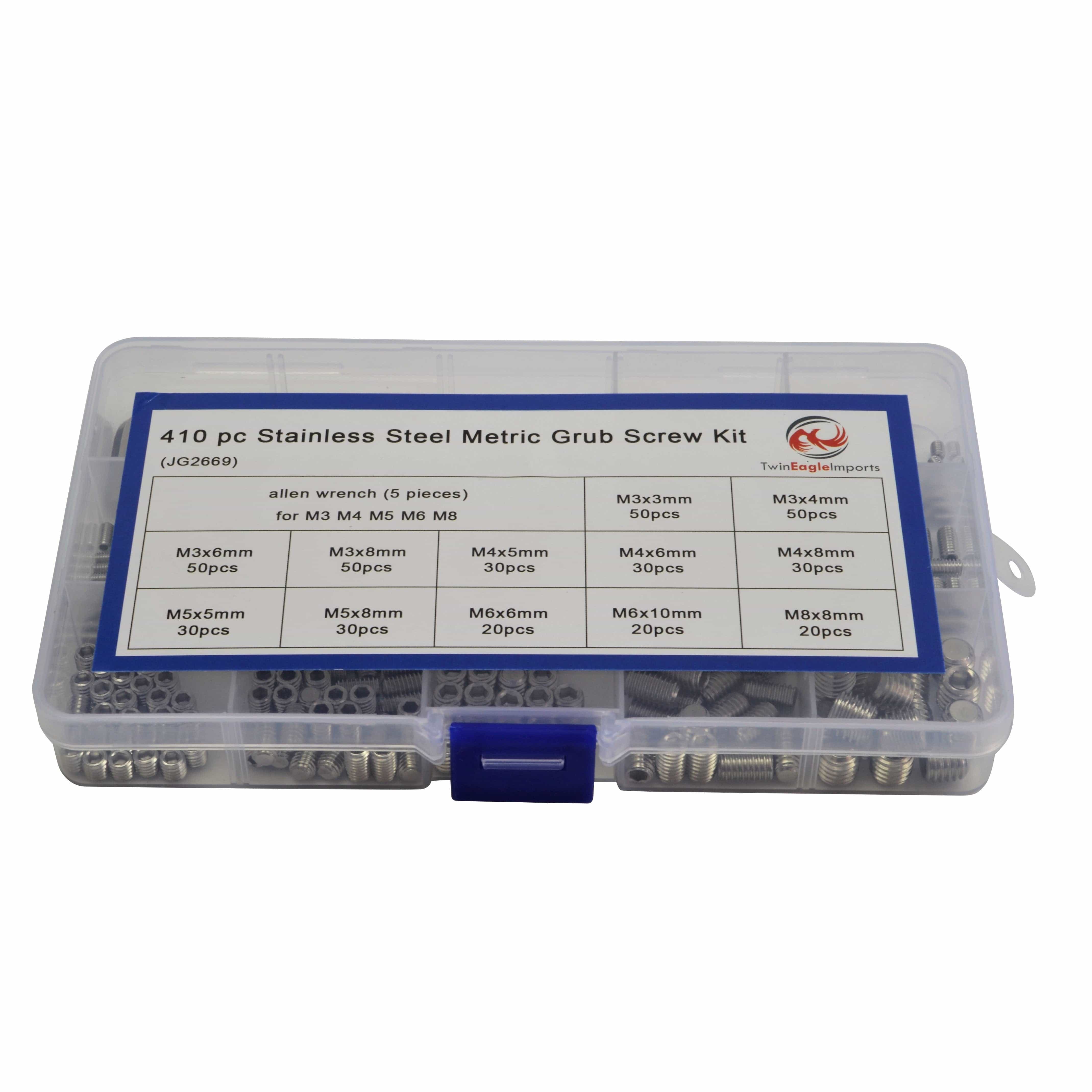 Twin Eagle Imports Grab Kits 410pc Stainless Steel Metric Grub Screws Grab Kit