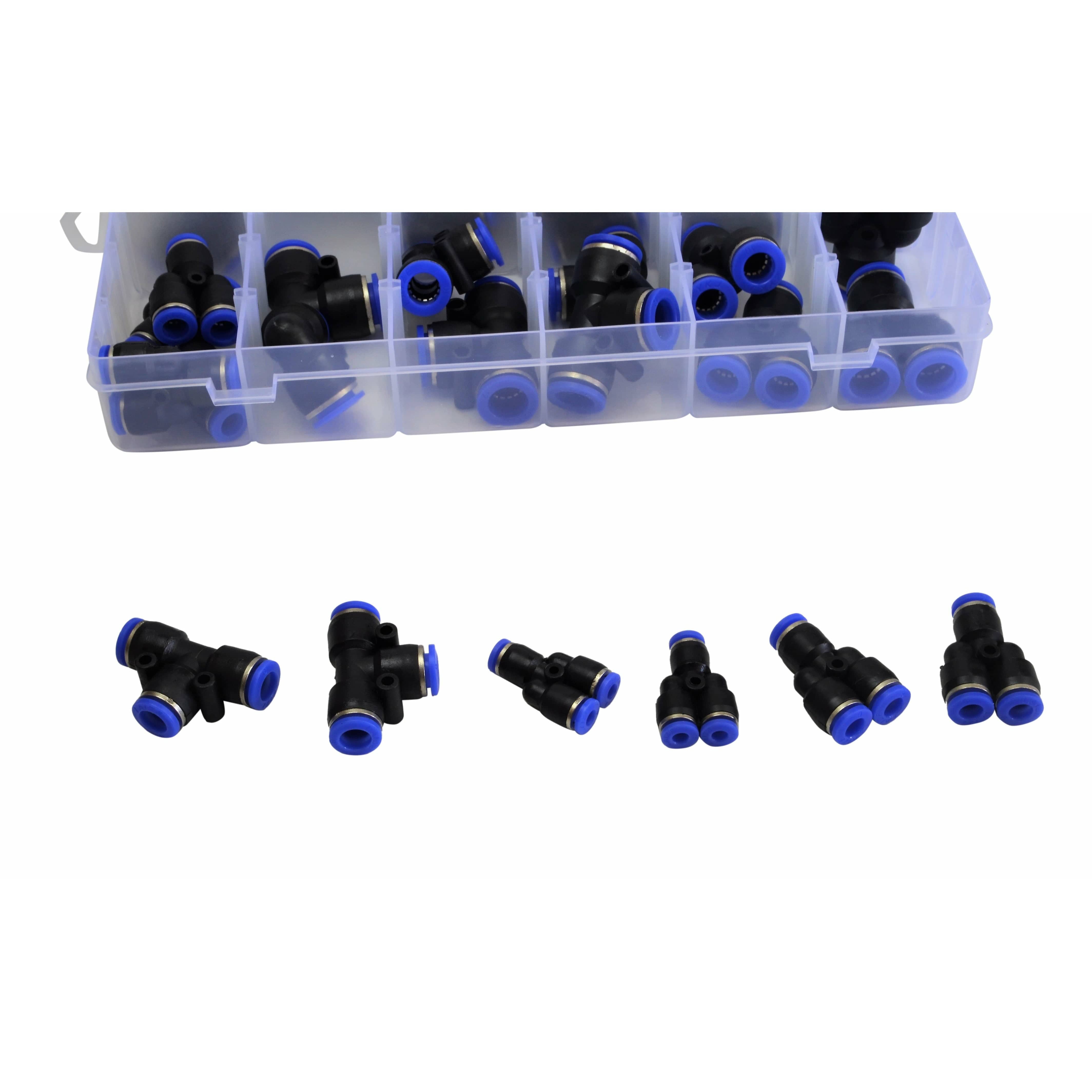 Twin Eagle Imports Grab Kits 60pc Metric Pneumatic Push in Air Line Hose Joiner Grab Kit Assortment