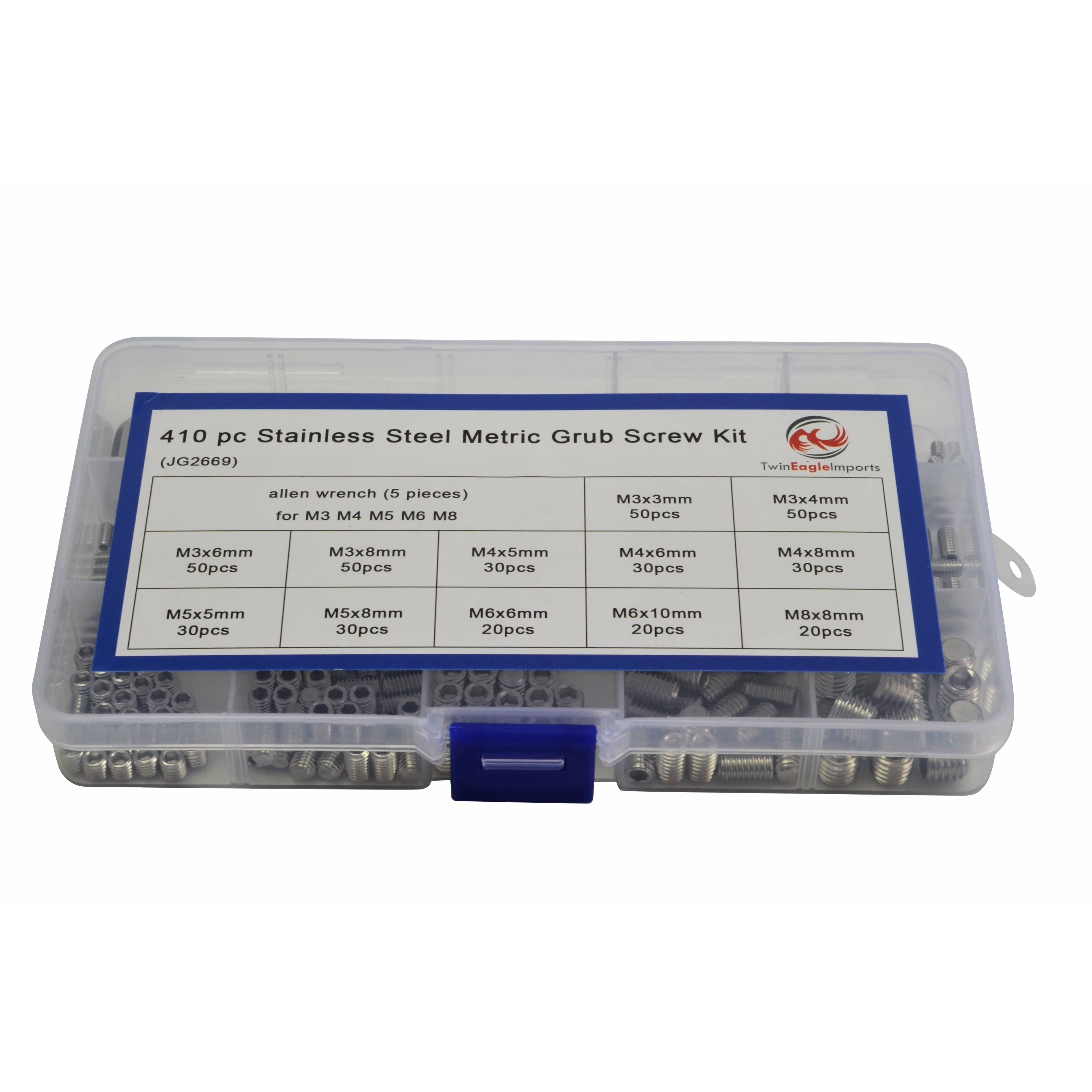 Twin Eagle Imports Grab Kits 820pc Metric and Imperial Stainless Steel Grub Screw Grab Kit
