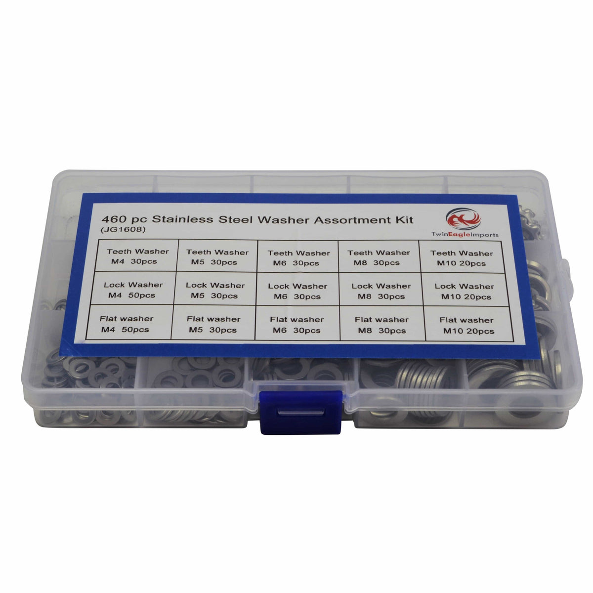 Twin Eagle Imports Washer Grab kit 460pc Metric Stainless Steel Washers Grab Kit Assortment